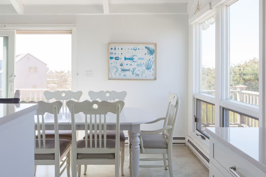 Dining area with ocean views at The Scallop Nantucket vacation rental
